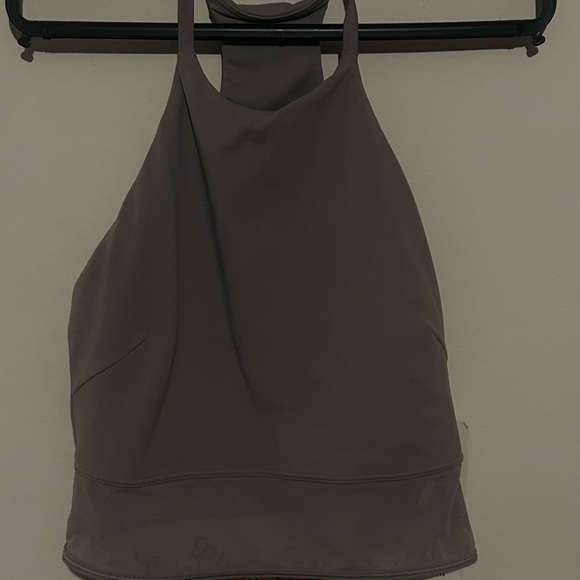 Lululemon High Neck Tank Top Grey Athletic Top Built-In Bra for Yoga & Gym size4 - Picture 3 of 4